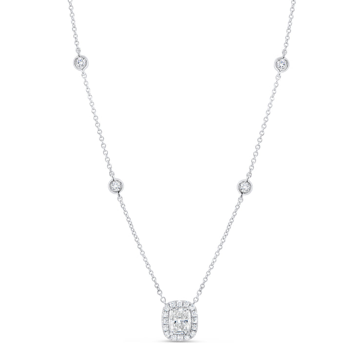 Uneek Sweet-Pea Collection Halo Cushion Cut Diamond Drop Pendant