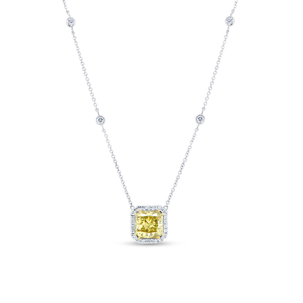 Uneek Natureal Collection Halo Radiant Brown Diamond Diamond Pendant