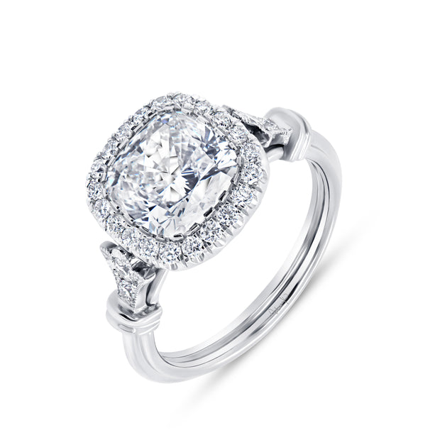 Uneek Signature Collection Halo Cushion Cut Diamond Engagement Ring