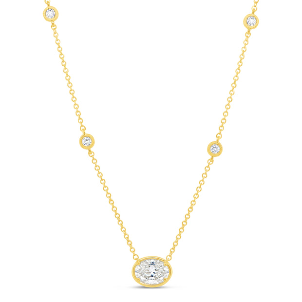 Uneek Alexandria Collection Bezel Oval Shaped Diamond Drop Pendant