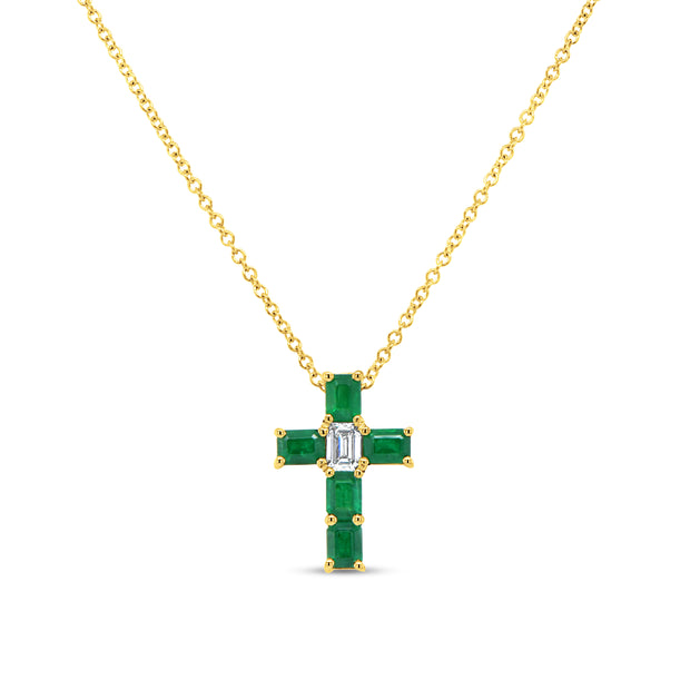 Uneek Precious Collection Cross Emerald Pendant