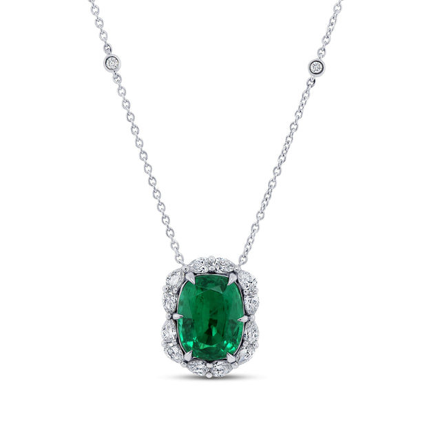 Uneek Precious Collection Drop Cushion Cut Emerald Drop Pendant