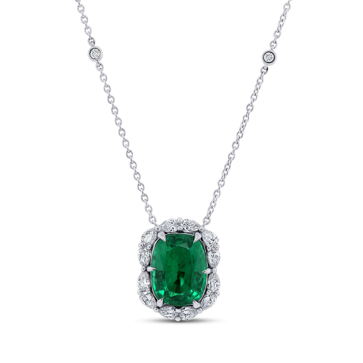Uneek Precious Collection Drop Cushion Cut Emerald Drop Pendant