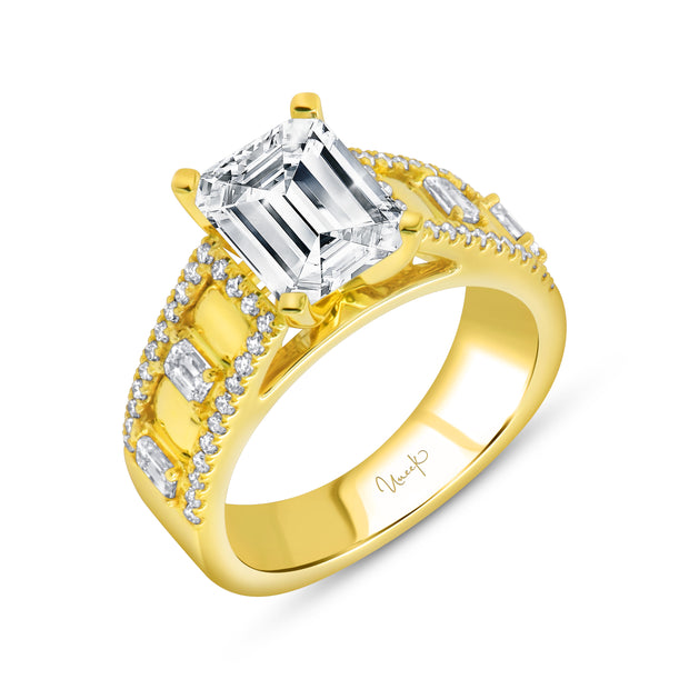 Uneek Alexandria Collection Emerald Cut Engagement Ring