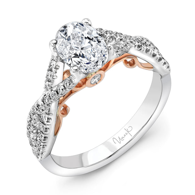Uneek Amore Collection Twist Oval Engagement Ring