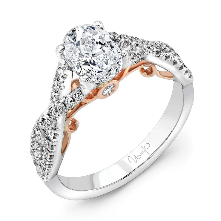 Uneek Amore Collection Twist Oval Shaped Engagement Ring