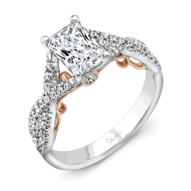 Uneek Amore Collection Twist Emerald Engagement Ring