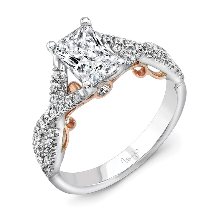 Uneek Amore Collection Twist Emerald Engagement Ring