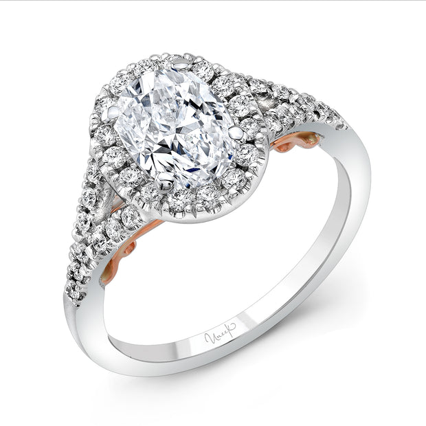 Uneek Amore Collection Halo Oval Shaped Engagement Ring