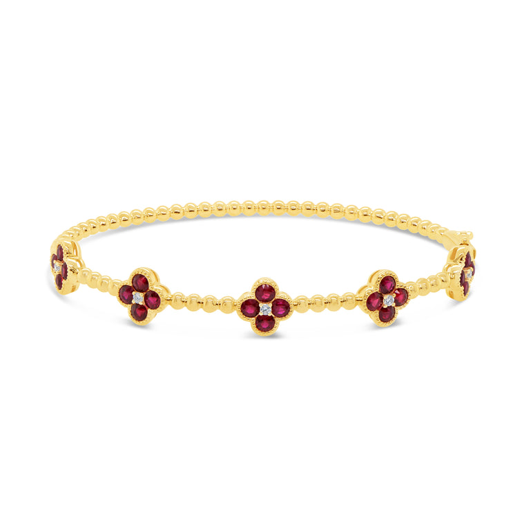 Uneek Precious Collection Clover Clasp Bangle