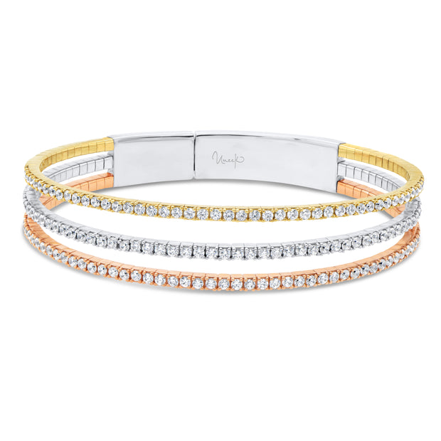 Uneek Timeless Collection 3-Row Clasp Bangle