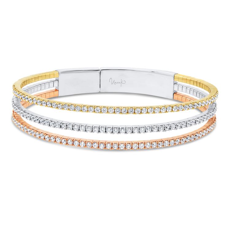 Uneek Timeless Collection 3-Row Clasp Bangle