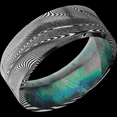 8 mm wide Flat Tightweave band featuring a Black Mother of Pearl sleeve.