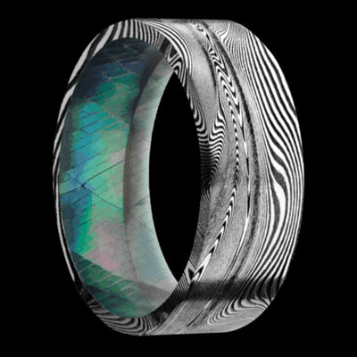 8 mm wide Flat Tightweave band featuring a Black Mother of Pearl sleeve.