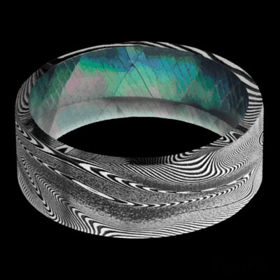 8 mm wide Flat Tightweave band featuring a Black Mother of Pearl sleeve.