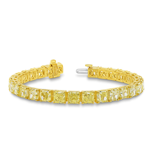 Uneek Natureal Collection Radiant Fancy Light Yellow Diamond Tennis Bracelet