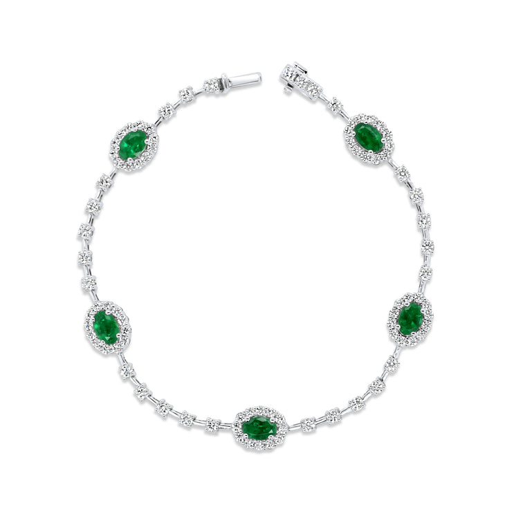 Uneek Tennis Collection Oval Shaped Emerald Bracelet
