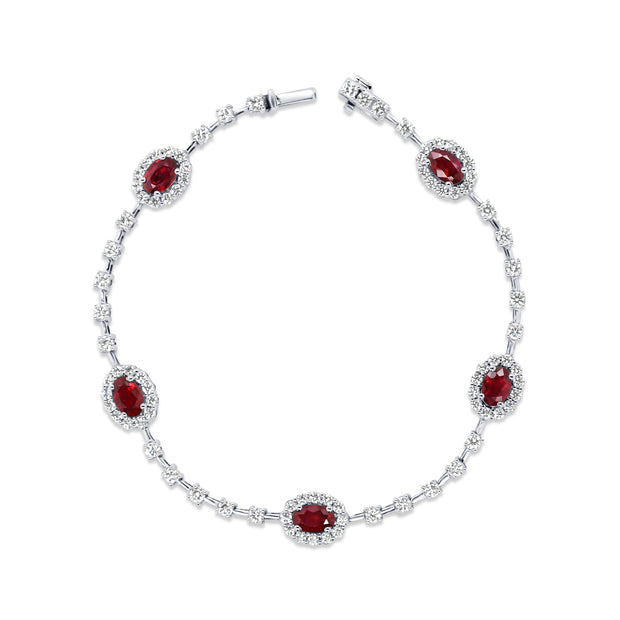 Uneek Tennis Collection Oval Shaped Ruby Bracelet