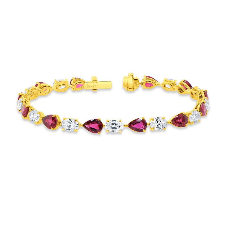 Uneek Precious Collection Pear Ruby Link Bracelet