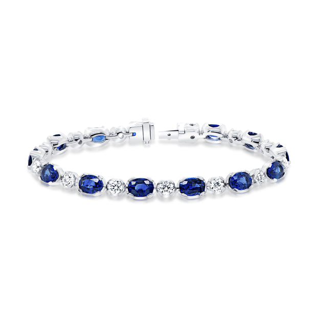 Uneek Precious Collection Oval Blue Sapphire Link Bracelet