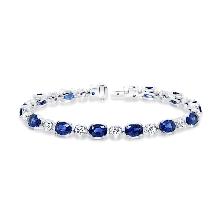 Uneek Precious Collection Oval Shaped Blue Sapphire Tennis Bracelet