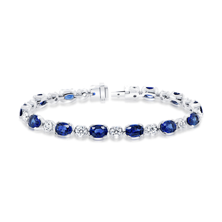 Uneek Precious Collection Oval Blue Sapphire Link Bracelet