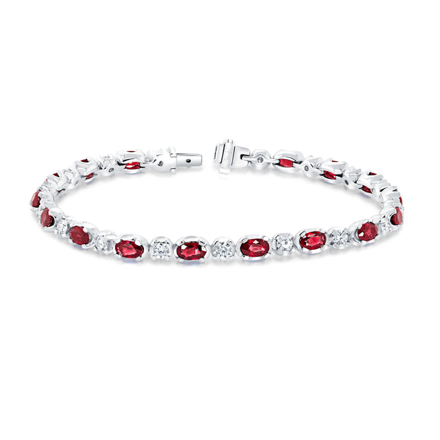 Uneek Precious Collection Oval Ruby Link Bracelet
