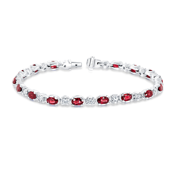 Uneek Precious Collection Oval Ruby Link Bracelet