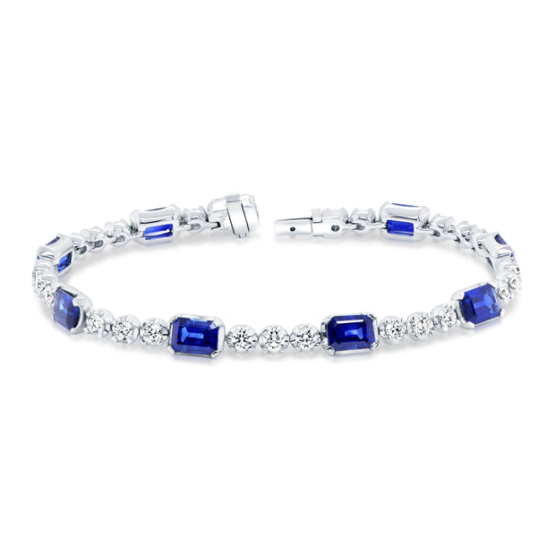 Uneek Precious Collection Emerald Blue Sapphire Link Bracelet