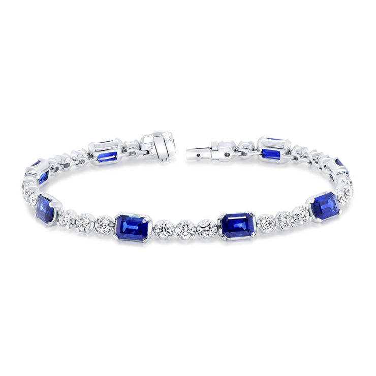 Uneek Precious Collection Emerald Blue Sapphire Link Bracelet