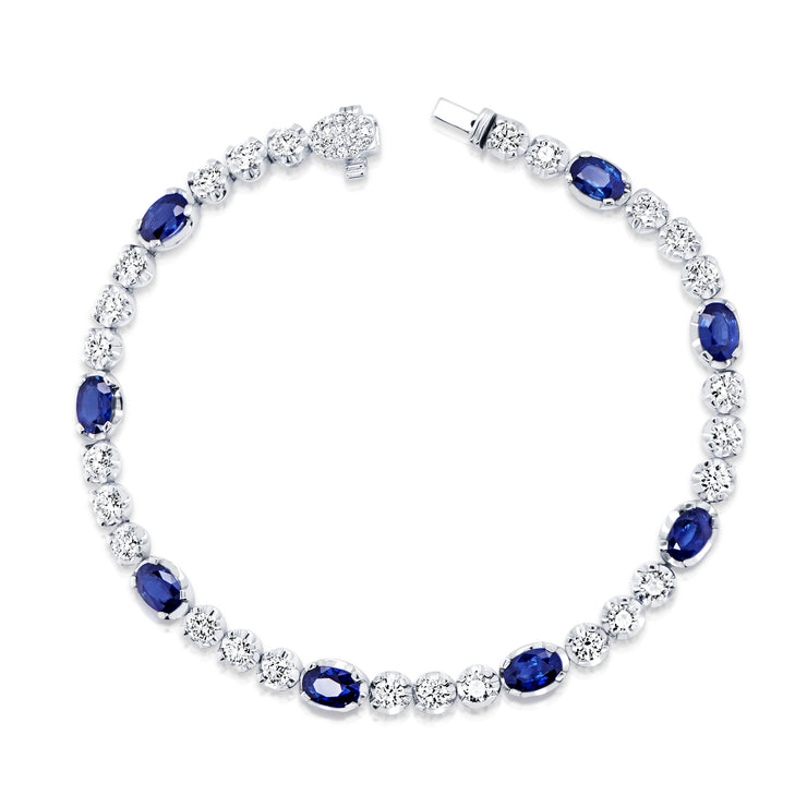 Uneek Precious Collection Oval Blue Sapphire Link Bracelet