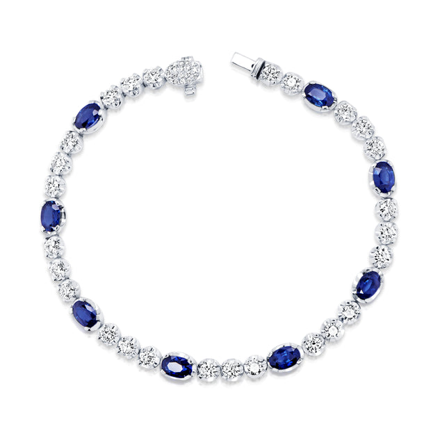 Uneek Precious Collection Oval Blue Sapphire Link Bracelet