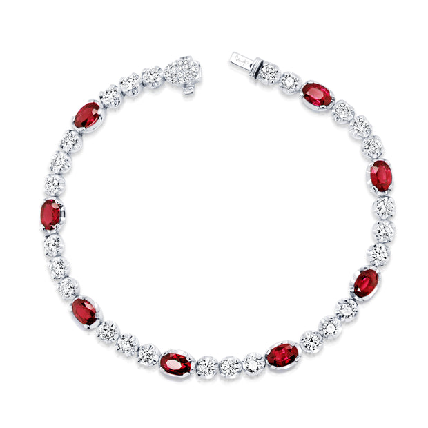 Uneek Precious Collection Oval Ruby Link Bracelet