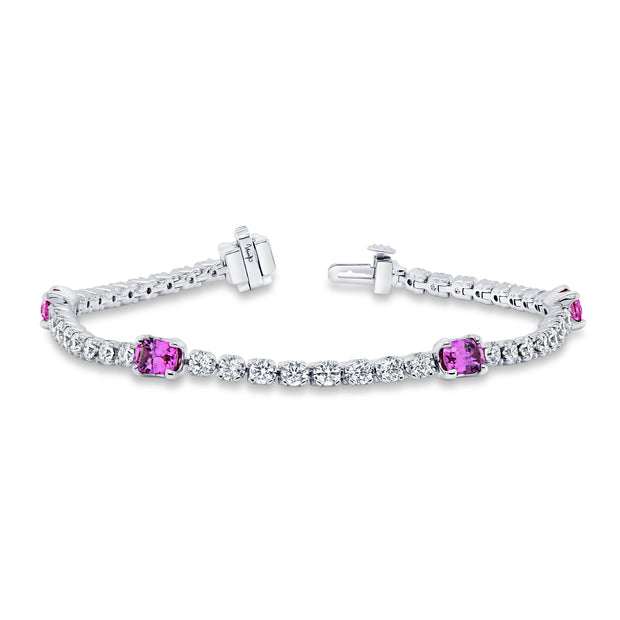 Uneek Precious Collection Cushion Pink Sapphire Link Bracelet