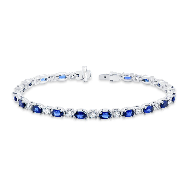 Uneek Precious Collection Strand Oval Shaped Blue Sapphire Link Bracelet