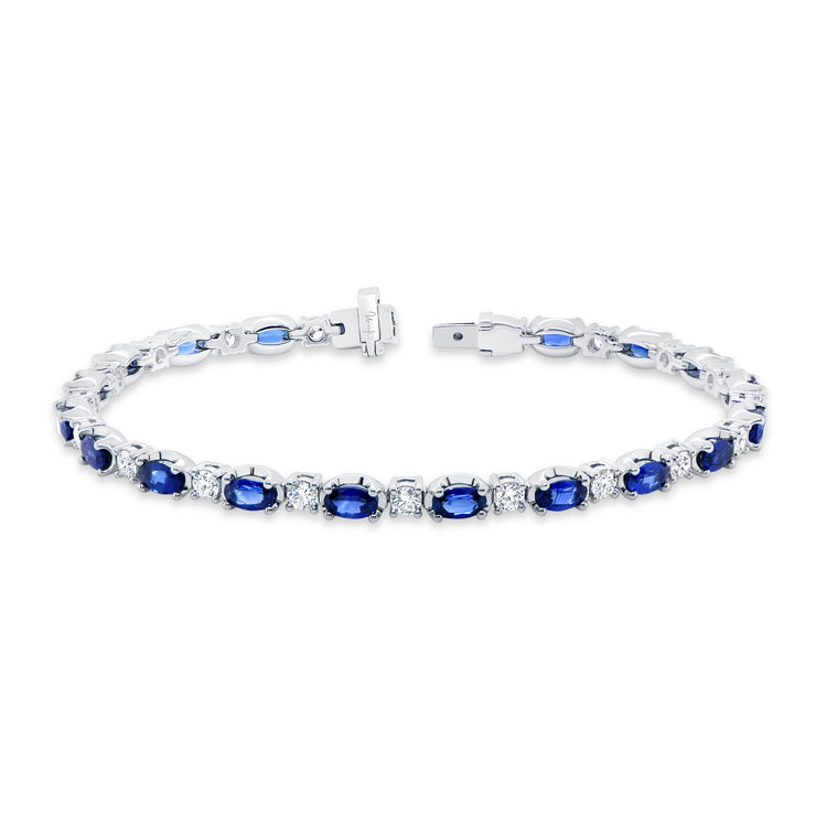 Uneek Precious Collection Oval Blue Sapphire Link Bracelet