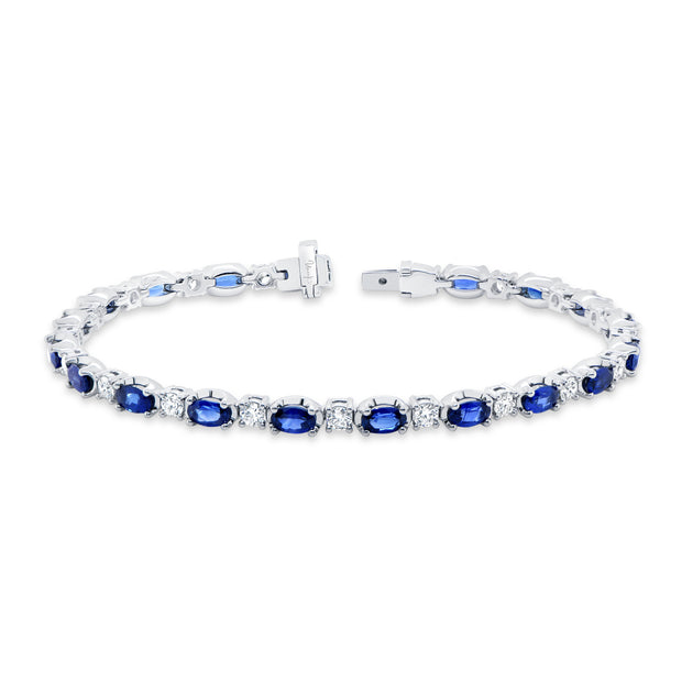 Uneek Precious Collection Oval Blue Sapphire Link Bracelet