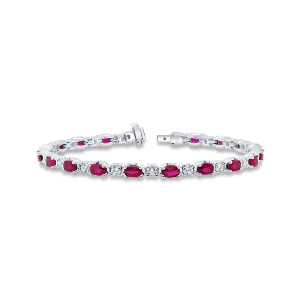 Uneek Precious Collection 1-Row Oval Ruby Link Bracelet