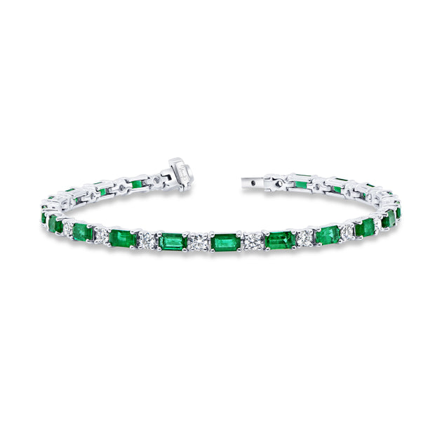 Uneek Precious Collection Emerald Cut Emerald Link Bracelet