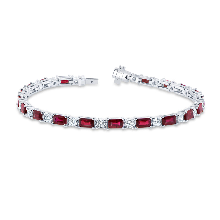 Uneek Precious Collection Emerald Ruby Link Bracelet