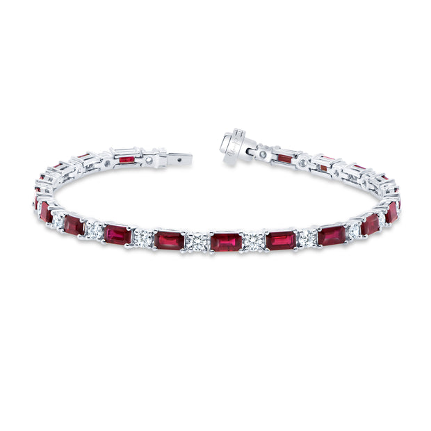 Uneek Precious Collection Emerald Ruby Link Bracelet