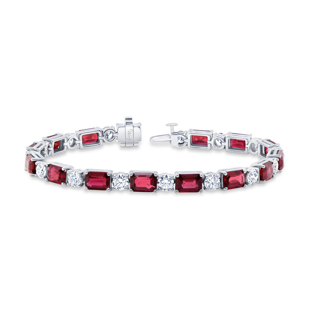Uneek Precious Collection Emerald Ruby Link Bracelet