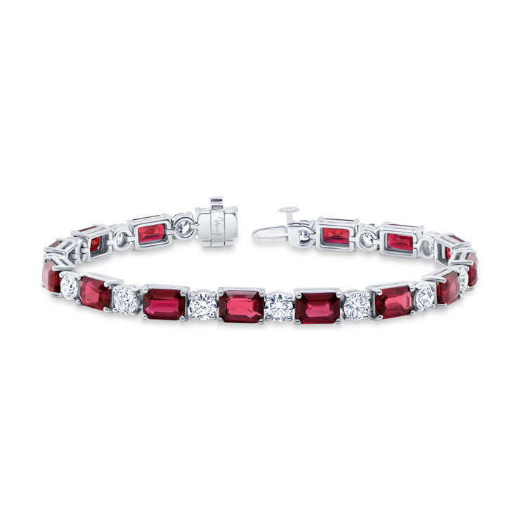 Uneek Precious Collection Emerald Ruby Link Bracelet