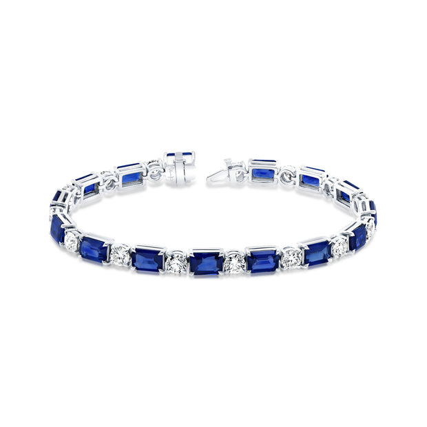 Uneek Precious Collection Emerald Cut Blue Sapphire Bracelet