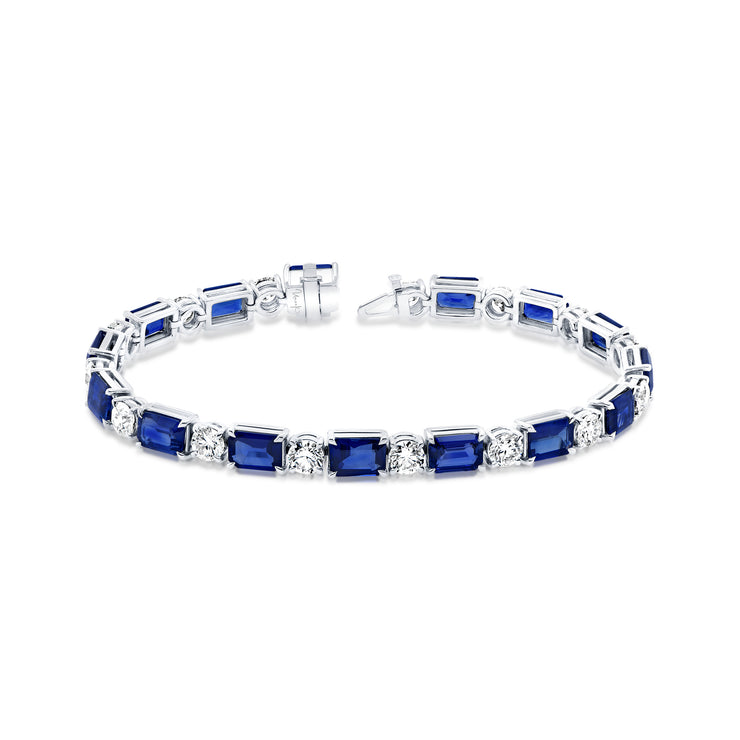 Uneek Precious Collection 1-Row Emerald Blue Sapphire Link Bracelet