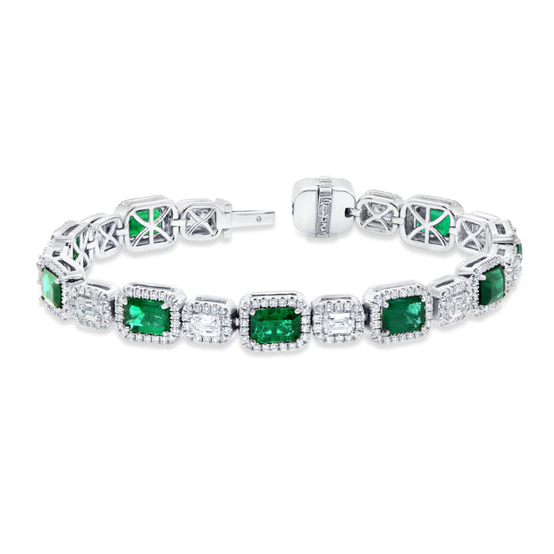 Uneek Precious Collection Halo Emerald Emerald Link Bracelet