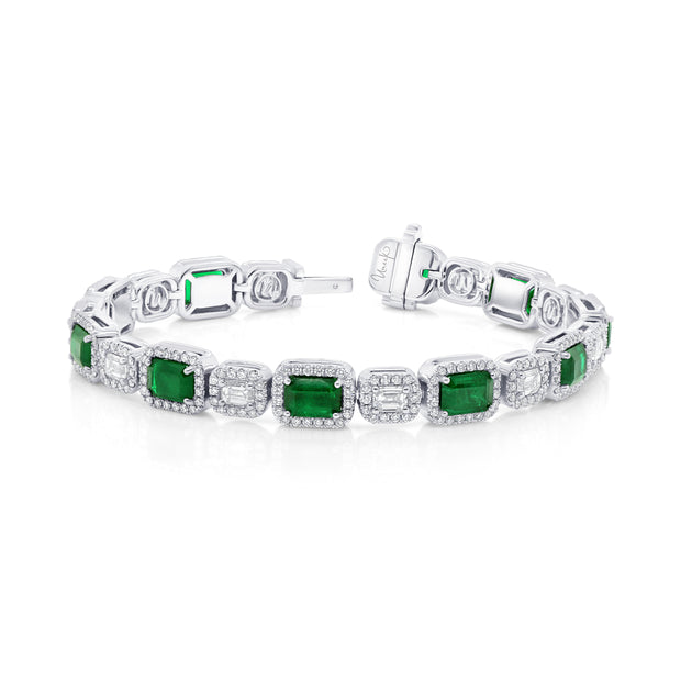 Uneek Precious Collection Emerald Cut Emerald Fashion Bracelet