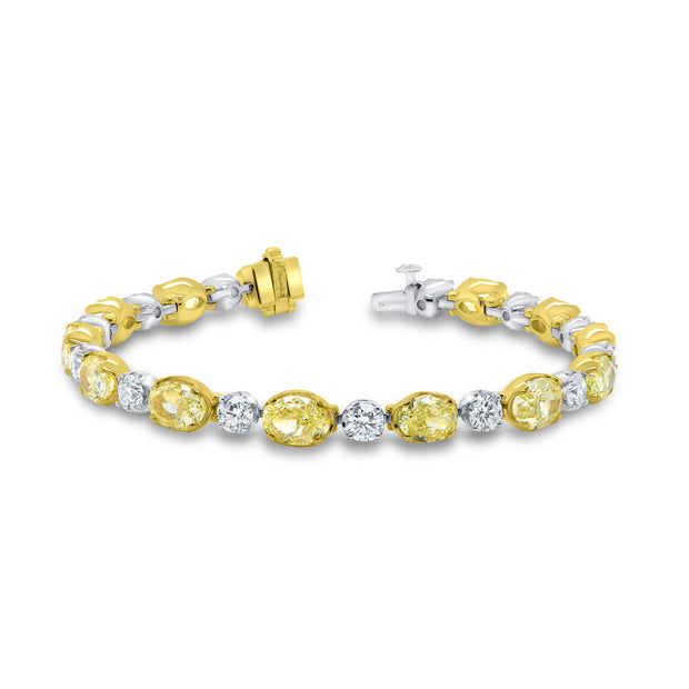 Uneek Natureal Collection Oval Fancy Light Yellow Diamond Link Bracelet