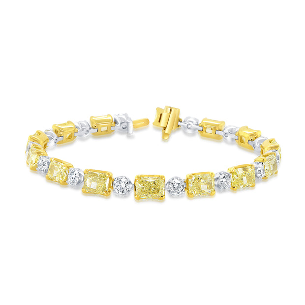 Uneek Natureal Collection Radiant Fancy Yellow Diamond Link Bracelet