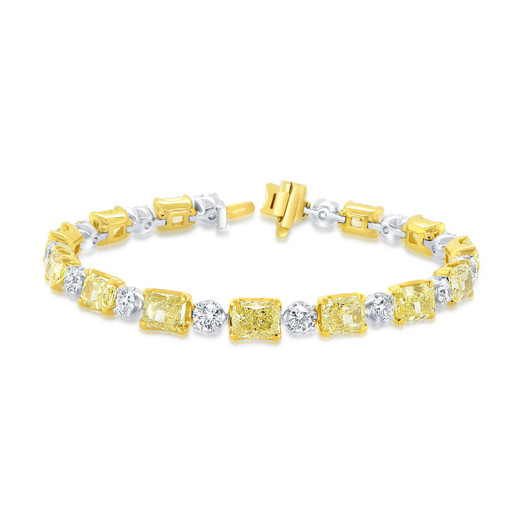 Uneek Natureal Collection Radiant Fancy Yellow Diamond Link Bracelet